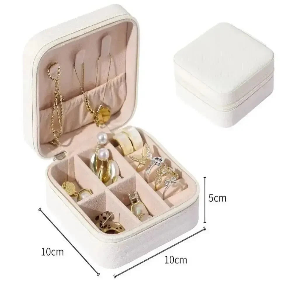 Simple Zipper Jewelry Storage Box Travel Portable