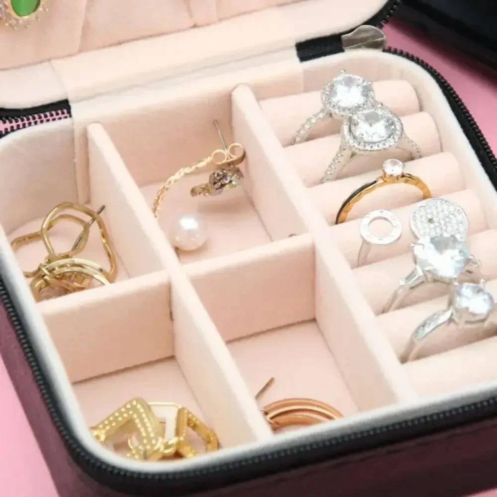 Simple Zipper Jewelry Storage Box Travel Portable
