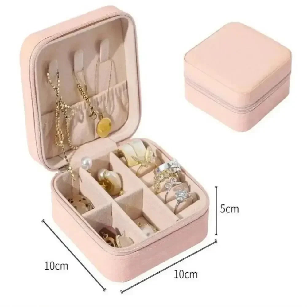 Simple Zipper Jewelry Storage Box Travel Portable