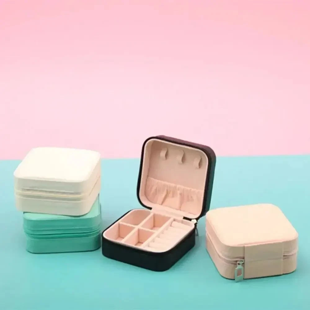 Simple Zipper Jewelry Storage Box Travel Portable